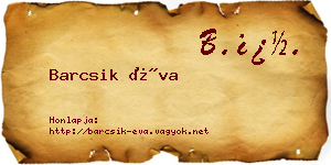 Barcsik Éva névjegykártya